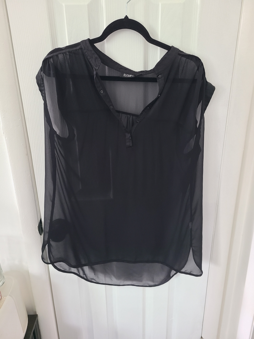 Black Sheer Cap Sleeve Blouse